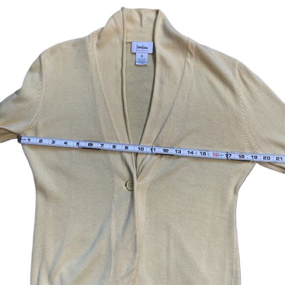 Neiman Marcus Yellow Long Sleeve Shawl Collar Single Button Cardigan Size Small - Picture 7 of 12